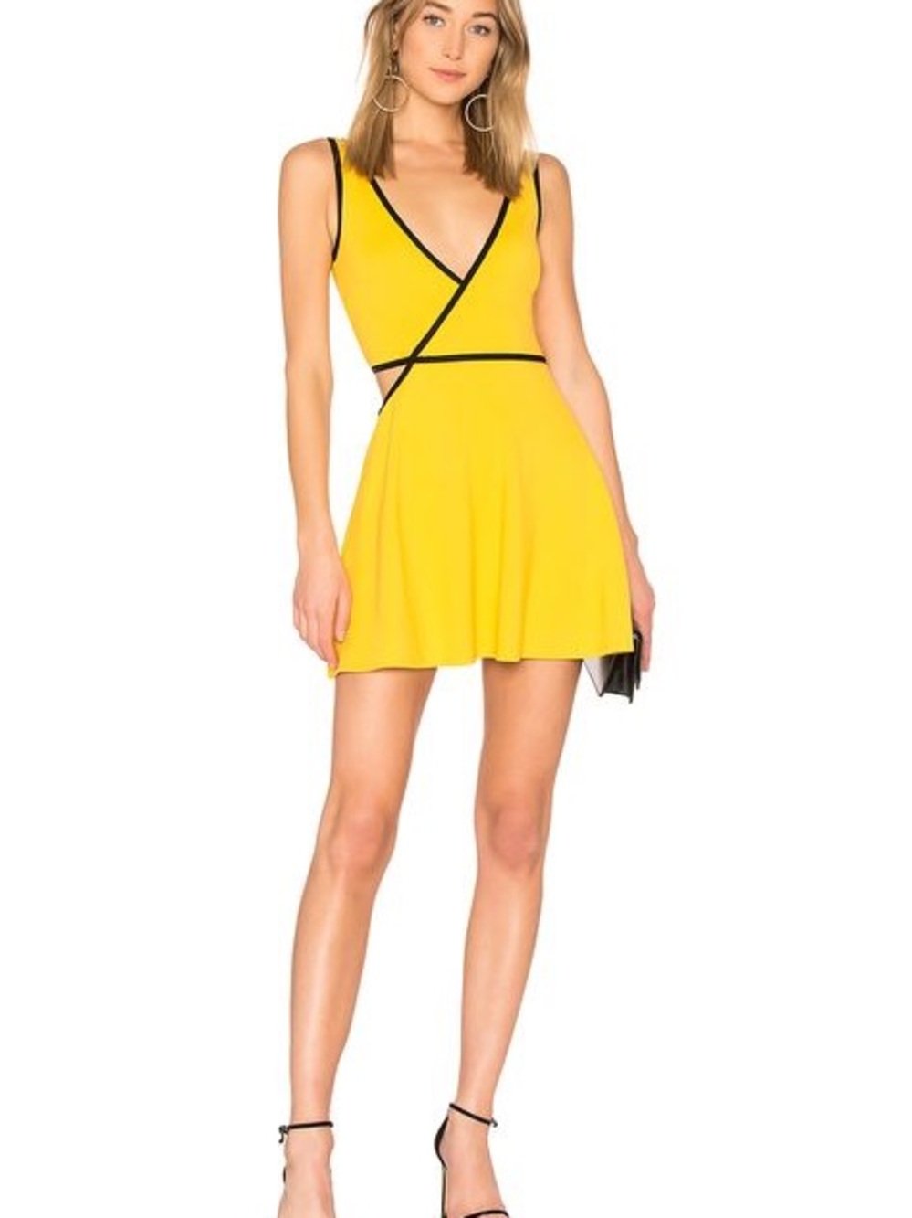 NBD Yellow V-Neck Cutout Mini Dress XS NWT